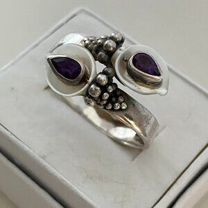 Mother of Pearl & Amethyst 925 Sterling Silver ring